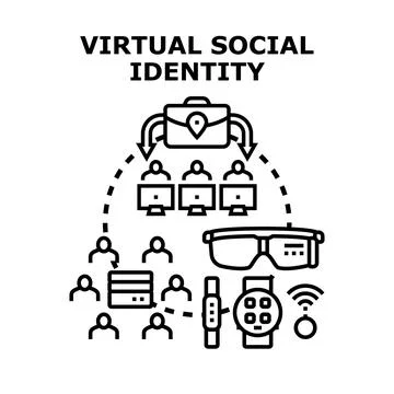 Virtual social identity concept presenting diverse digital connections Stock Illustration