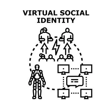 Virtual social identity connecting digital people online Stock Illustration