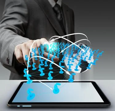 Virtual social network Illustrazione stock