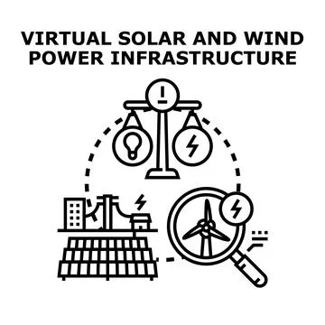 Virtual solar and wind power infrastructure management Stock Illustration