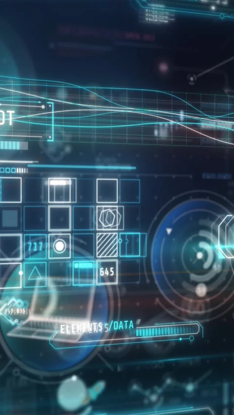 Virtual space with artificial intelligence infographics flow. Stock Footage 282324775