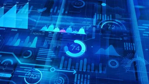 Virtual space with big data in 3D. Illustrazione stock