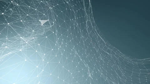 Virtual space with depth of field. Footage with particles form lines, surfaces Stock Footage 113671838