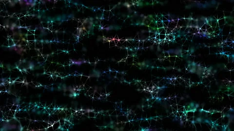 Virtual space with depth of field. Holographic background with particles form Stock Footage 108130690