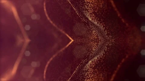 Virtual space with depth of field for HUD digital elements. Loop gold background Stock Footage 85096622