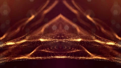Virtual space with depth of field for HUD digital elements. Loop gold background Video stock 85096966