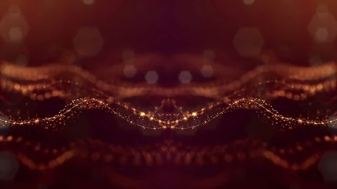 Virtual space with depth of field for HUD digital elements. Loop gold background Video stock 85097038