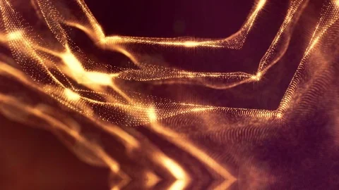 Virtual space with depth of field for HUD digital elements. Loop gold background Stock Footage 85099158