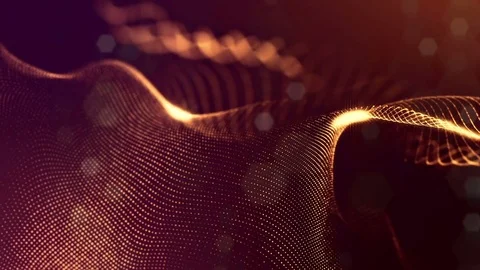 Virtual space with depth of field. Looped holographic gold background as Stock Footage 85350461