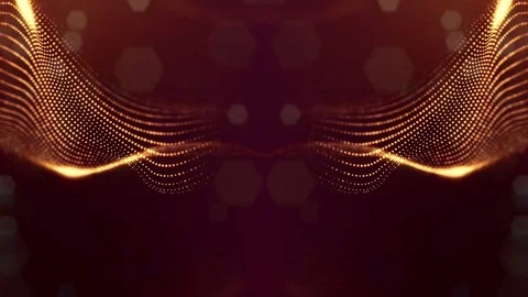 Virtual space with depth of field. Looped holographic gold background as Video stock 85361129