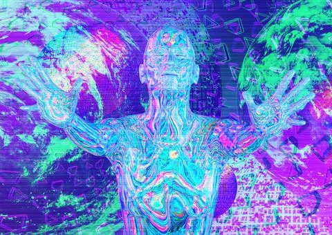 Virtual space, metaverse, artificial intelligence concept, 3d rendered Stock-Illustration