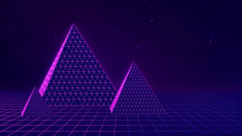 Virtual space with pyramids and animation stars background. 動画素材 250083677