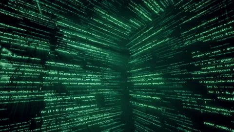 Virtual space with running code in the form of cubes Stock Footage 86454852