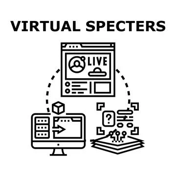 Virtual specters digital information streaming online Stock Illustration