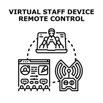 Virtual staff device remote control managing automation 库存插图
