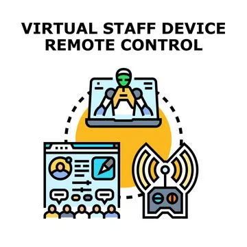 Virtual staff device remote control managing automation Stock Illustration
