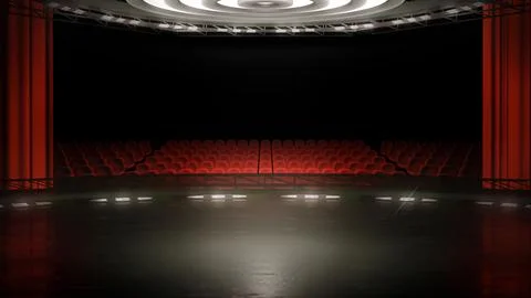 Virtual stage background, with red seats Stock Illustration
