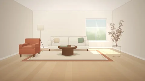 Virtual Staging Empty Living Room Being Furnished Animation Stock Footage 346728528