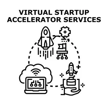 Virtual startup accelerator services boosting business growth Illustrazione stock