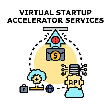 Virtual startup accelerator services providing business development イラスト素材