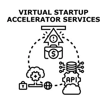 Virtual startup accelerator services providing business development Stockillustratie