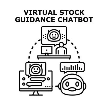 Virtual stock guidance chatbot providing online financial advice Stock Illustration