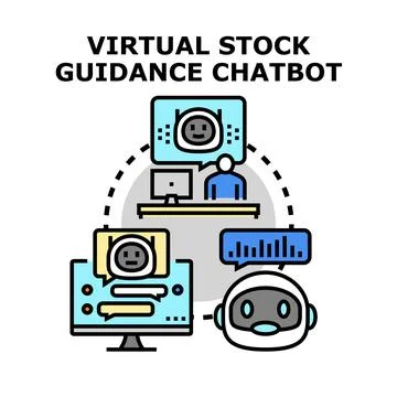 Virtual stock guidance chatbot providing online financial advice Stock Illustration