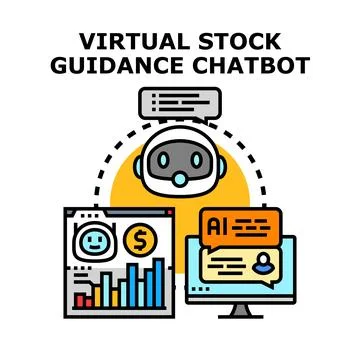 Virtual stock guidance chatbot providing financial investment analysis Stock Illustration