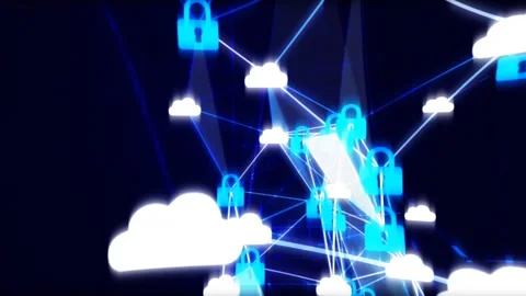 Virtual storage cloud security animation Global data safe under protection of AI Stock Footage 201566769