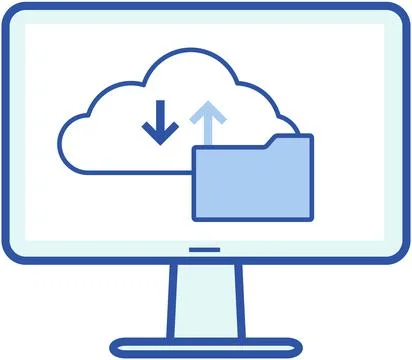 Virtual storage icon on computer screen. Service for saving personal data Illustrazione stock