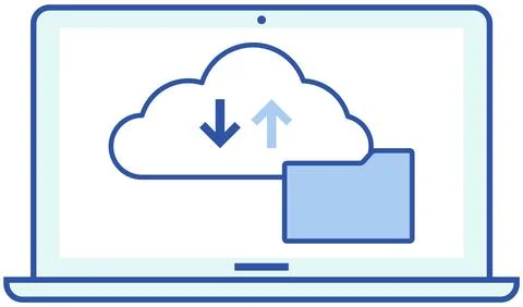Virtual storage icon on laptop screen. Service for saving personal data, program イラスト素材