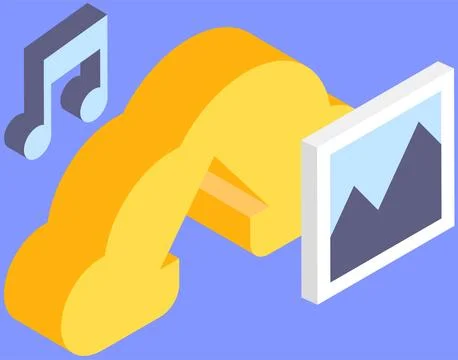 Virtual storage for saving information and personal data protection. Uploading Stock Illustration