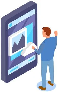 Virtual storage, service for saving information and personal data. Uploading Stock Illustration