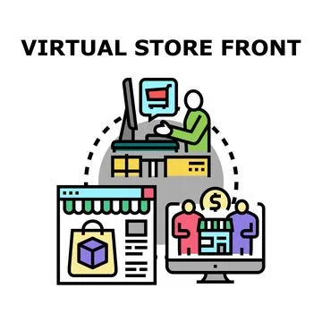Virtual store front concept illustration for online shopping Stock Illustration