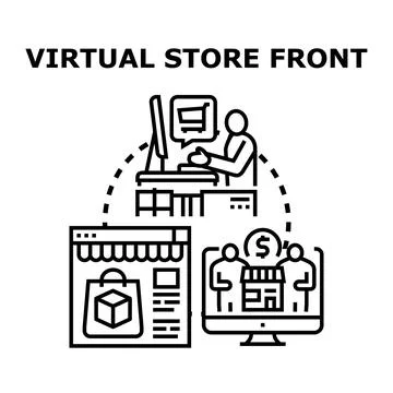Virtual store front concept illustration for online shopping Stock Illustration