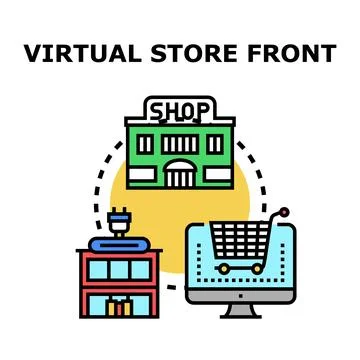 Virtual store front for online business and e commerce Ilustración de archivo