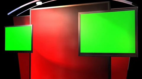 Virtual Studio Background with animated Green Screen TV Stockbeeldmateriaal 39664207