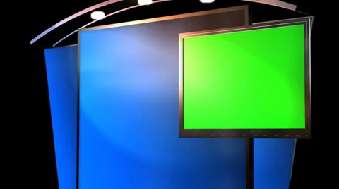 Virtual Studio Background with animated Green Screen TV Stockbeeldmateriaal 39664439