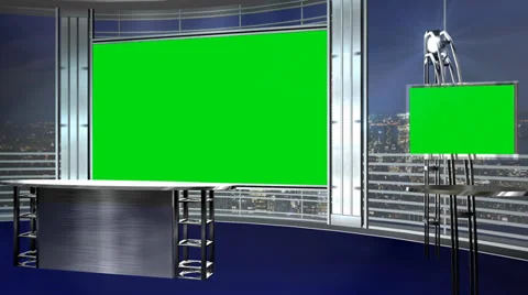 Virtual studio background with green screen wall Video stock 33647550