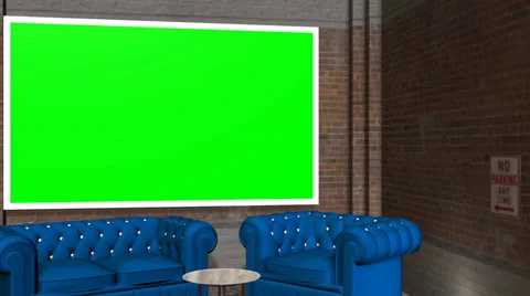 Virtual Studio Background with Green Screen wall Stockbeeldmateriaal 39660687