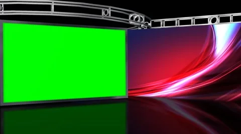 Virtual Studio Background with green screen Wall Video stock 40349847