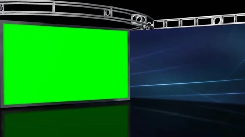 Virtual Studio Background with green screen Wall Stock-Footage 40349937