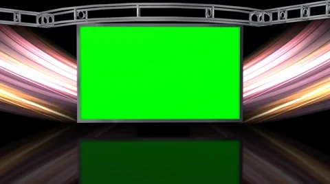 Virtual Studio Background with green screen Wall Vídeos de archivo 40351481