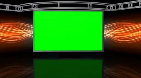 Virtual Studio Background with green screen Wall Vídeos de archivo 40351486