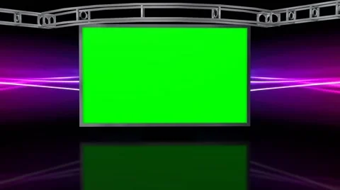Virtual Studio Background with green screen Wall Vídeos de archivo 40351496