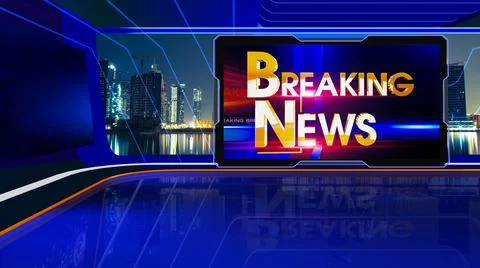 Virtual Studio Breaking News Stock Illustration