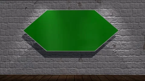 Virtual Studio - brick wall background with animated green screen monitor Stock-Footage 53431235