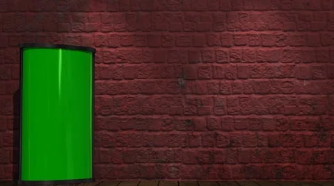Virtual Studio - brick wall background with animated green screen monitor Stock-Footage 53431237
