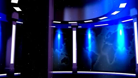 Virtual studio with map of world Stock Footage 80911098