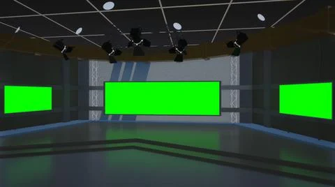 Virtual Studio Set\ 3d chroma background Illustrazione stock